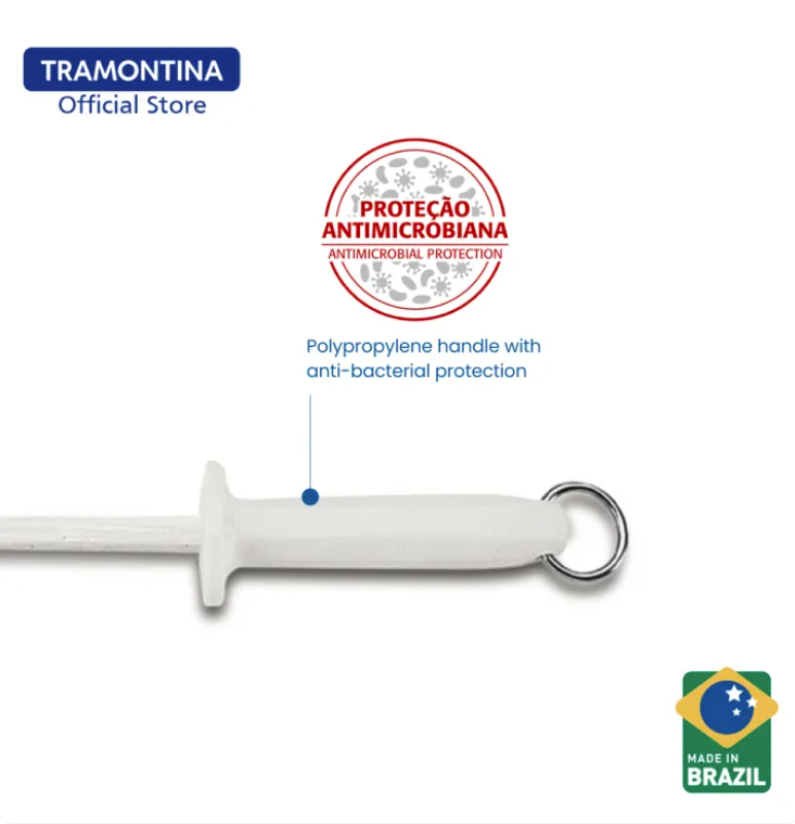 Tramontina 10" Stainless Steel Grooved Knife Sharpener with Antibacterial Handle